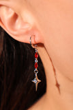 Red Gem Star Dangle Earrings