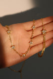 18K Real Gold Plated Multi Diamond Star Necklace