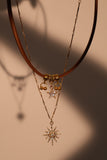 14K Real Gold Plated Diamond Polar Star Layer Necklace