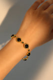 18K Real Gold Plated Natural Black Agate Bracelet