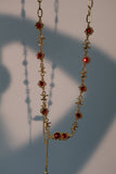 18K Real Gold Plated Multi Wearing Long Red Gem Twist Necklace (Waist Chain)