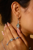 Palladium White Gold Plated Blue Gem Droplet Earrings