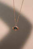 14K Rose Gold Vermeil Blue Gem Saturn Necklaces