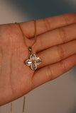 18K Real Gold Plated Spinning Diamond Clover Necklace