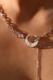 Platinum Plated Moon Star Chain Necklace