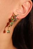 18K Real Gold Plated Green Gem Jade Dangle Earrings