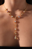 18K Real Gold Plated Dichroic Glass Chain Necklace