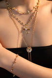 18K Real Gold Plated Pole Star Clock Lariat Necklace