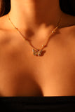 18K Gold Vermeil Color Gems Butterfly Pendant Necklace