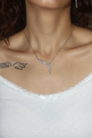 Platinum Plated Diamond Leaf Necklace