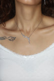 Platinum Plated Diamond Leaf Necklace