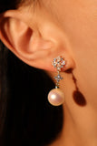 18K Real Gold Plated Diamond Flake Pearls Earrings