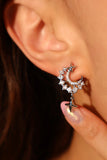 Platinum Plated Diamonds Moon Star Earrings