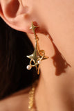 18K Real Gold Plated Saturn Pearls Earrings