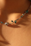 Platinum Plated Green Gem Rose Necklace