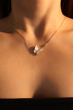 14K Real Gold Plated Natural Shell Butterfly Pendant Necklace