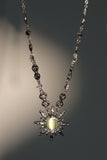 Platinum Plated Green Opal Sun Necklace