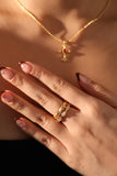 18K Real Gold Plated Golden Petal Ring