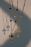 18K Real Gold Plated Diamond Pearl Cross Necklace