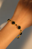 18K Real Gold Plated Natural Black Agate Bracelet