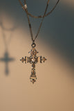 White Opal Diamond Cross Necklace