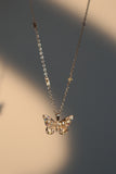 925 Sterling Silver Color Gems Butterfly Pendant Necklace