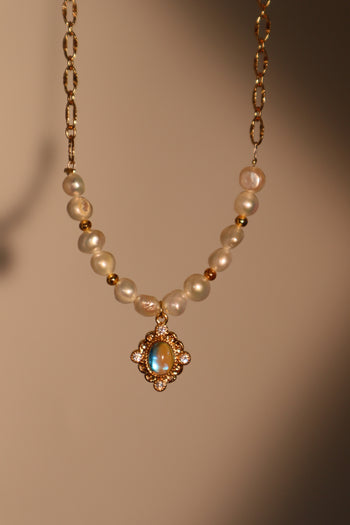 14K Real Gold Plated Freshwater Pearl Magic Mirror Necklace