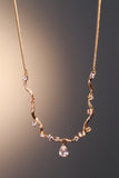 18K Real Gold Plated Diamond Spiral Drop Necklace