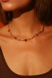 18K Real Gold Plated Multi Red Gem Twist Necklace