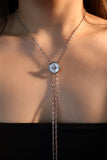 Platinum Plated Pole Star Clock Lariat Necklace