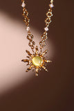 18K Real Gold Plated Green Opal Sun Necklace