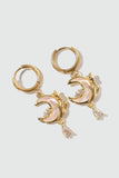 18K Real Gold Plated White Rose Moon Earrings