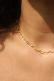 18K Real Gold Plated Multi Color Gem Wave Necklace