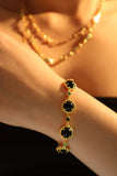 18K Real Gold Plated Natural Black Agate Bracelet