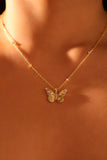 18K Gold Vermeil Color Gems Butterfly Pendant Necklace