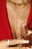 18K Real Gold Plated Cross Lariat Long Necklace