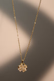14K Real Gold Plated Spinning Diamond Clover Necklace