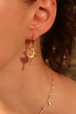 18K Real Gold Plated White Rose Moon Earrings