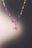 Platinum Plated Pink Diamond Cross Necklace