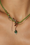 18K Real Gold Plated Emerald Droplet Necklace