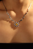 Platinum Plated Orange Opal Sun Necklace