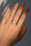 14K Real Gold Plated White Opal Sun Ring