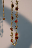 18K Real Gold Plated Multi Wearing Long Red Gem Twist Necklace (Waist Chain)