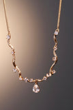 18K Real Gold Plated Diamond Spiral Drop Necklace