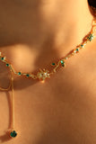 18K Real Gold Plated Green Gem Rose Necklace