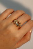 18K Real Gold Plated Blue Gem Ring