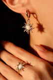 14K Real Gold Plated White Opal Sun Ring