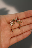 14K Real Gold Plated Pink Gem Butterfly Earrings