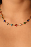 18K Real Gold Plated Multi Color Heart Gem Necklace