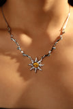 Platinum Plated Orange Opal Sun Necklace